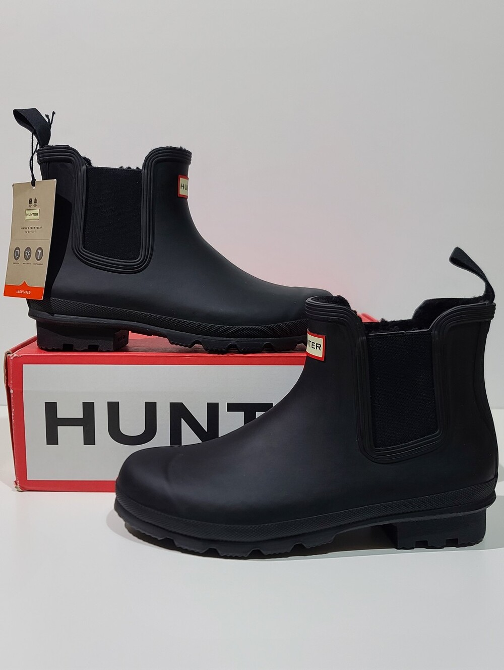 Hunter Original Chelsea Insulated Rain Boots - Black / US Men's 9 New